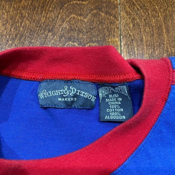 Wright & Ditson Atlanta Braves Throwback Logo Blue Red Stitched T-Shirt Men's XL - Picture 8 of 9